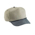 5 Panel 2 Tone Stone Washed Canvas Cap W/ Structured Crown